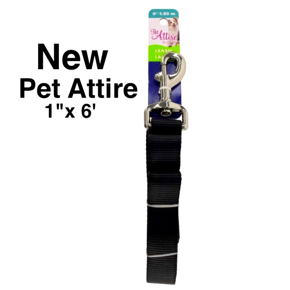 New Pet Attire by Coastal 1" x 6' Black Dog Leash, Large 6' Leash with tags ⭐️⭐️